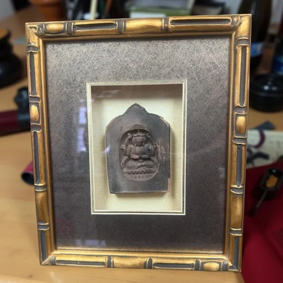 Buddha Gansu Vintage Antique Chinese Elegant Black Framed Buddha Framed Set - Picture 3 of 12